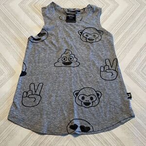 Terez Little Girl Grey w/Black Mesh Emoji Tank Top